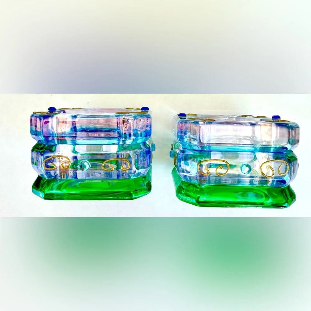 PartyLite Mardi Gras Tealight Candle Holder Pair (2) #P7271_NIB - Picture 2 of 6